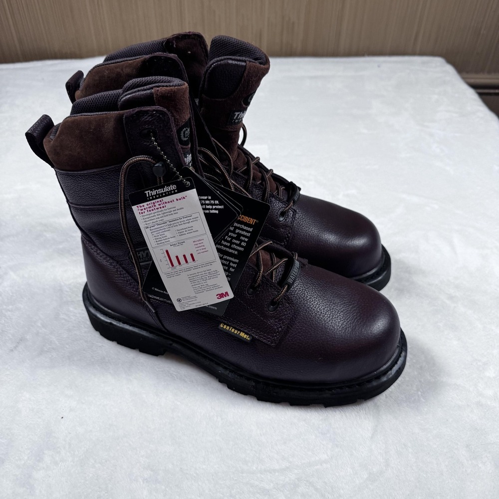 HyTest Work Boots Mens‎ Size 8.5 Brown Waterproof Insulated Safety ContourMet